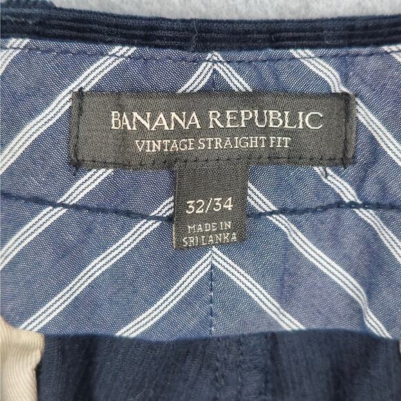 Banana Republic Mens 32x34 Navy Blue Vintage Straight Fit Corduroy Pants - Picture 7 of 13